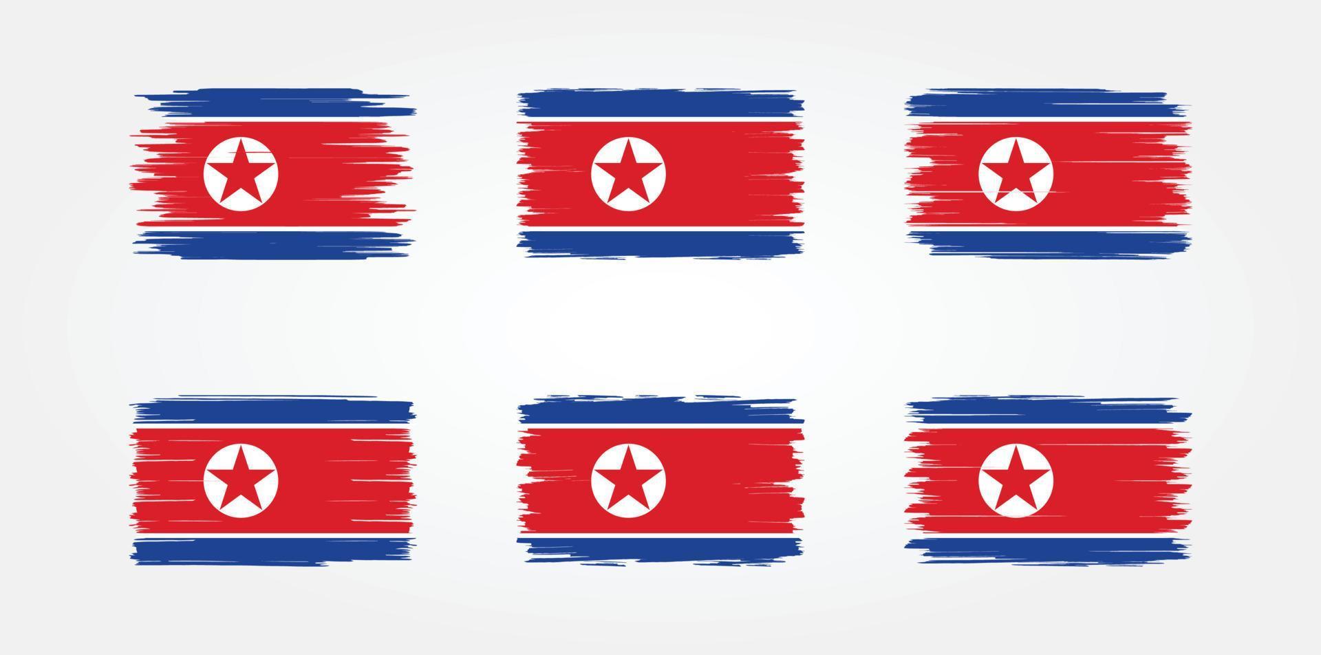 colección de pinceles de bandera de corea del norte. bandera nacional vector