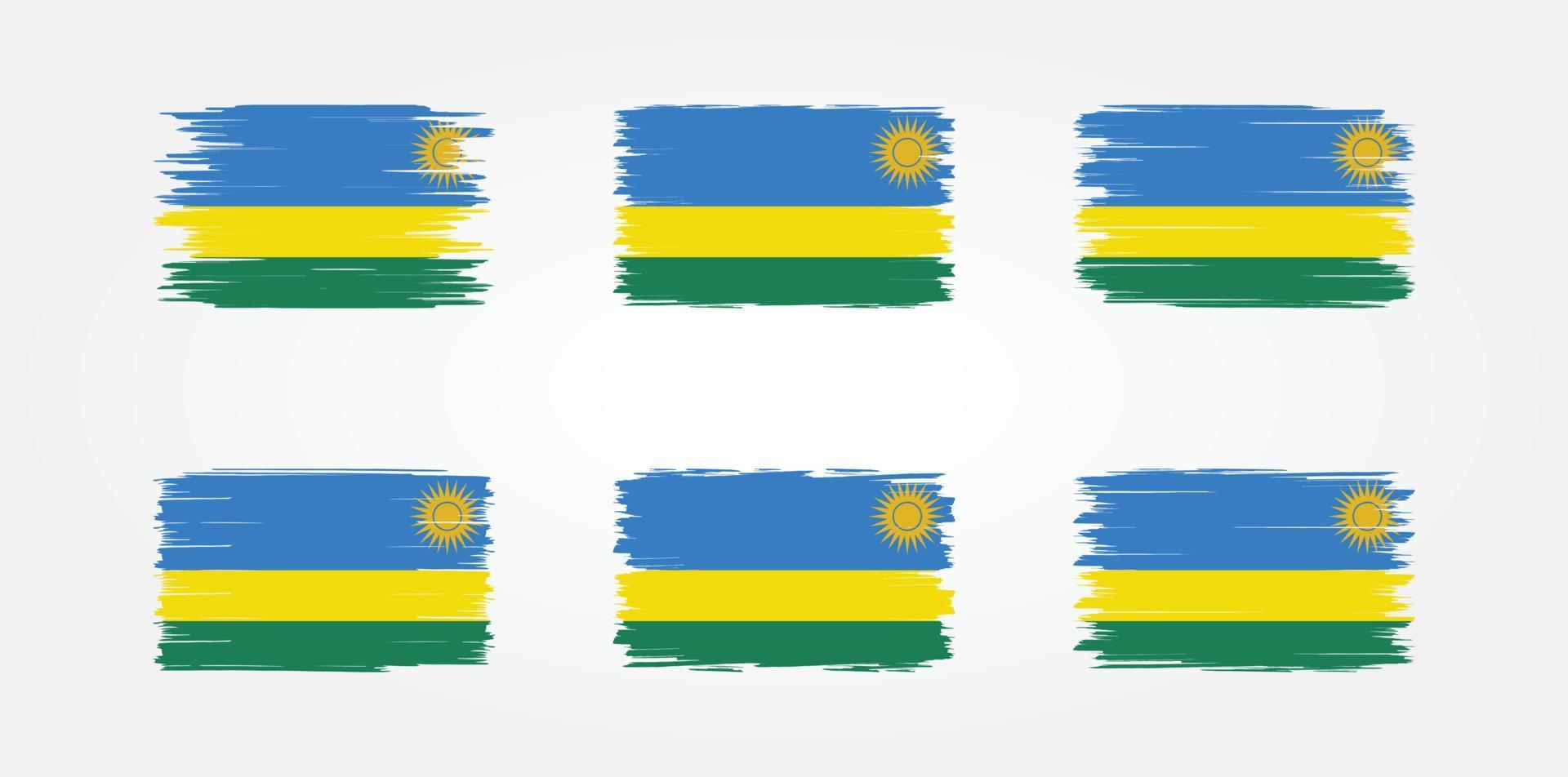 colección de pinceles de bandera de ruanda. bandera nacional vector