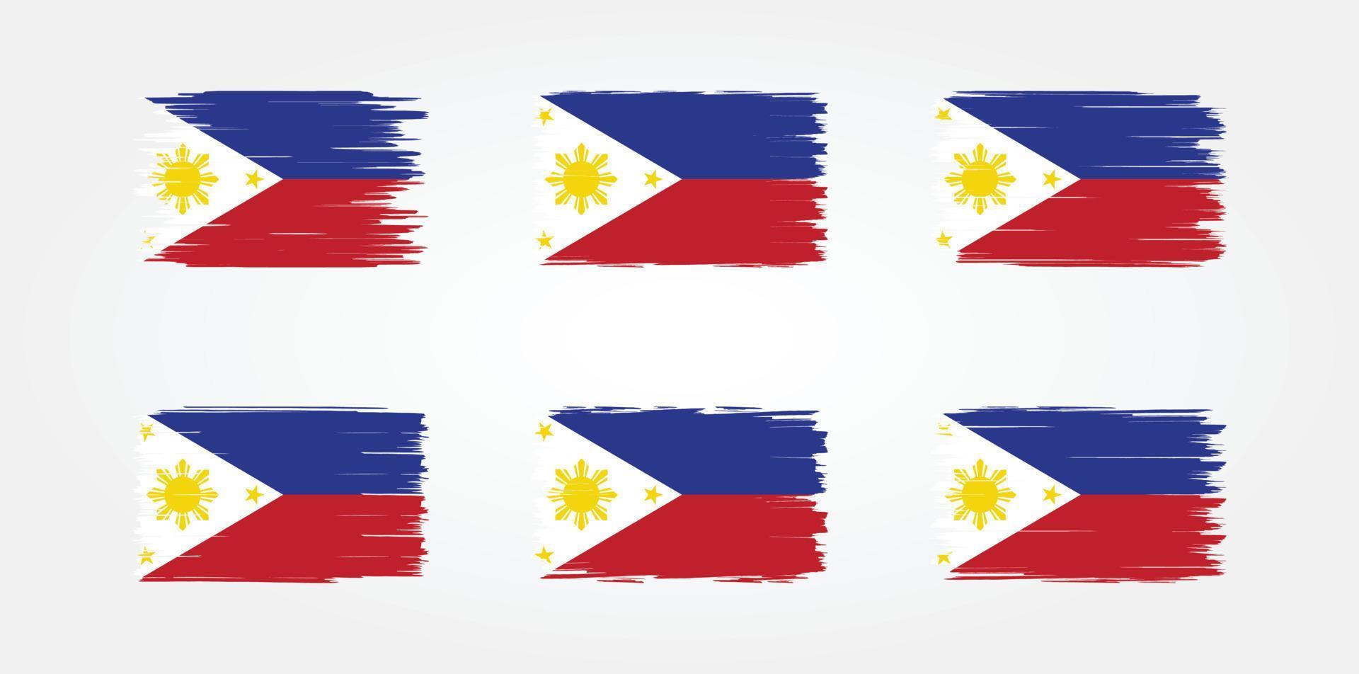 colección de pinceles de bandera de filipinas. bandera nacional vector