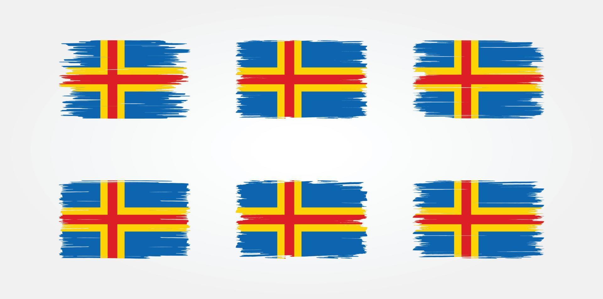 colección de pinceles de bandera de las islas aland. bandera nacional vector