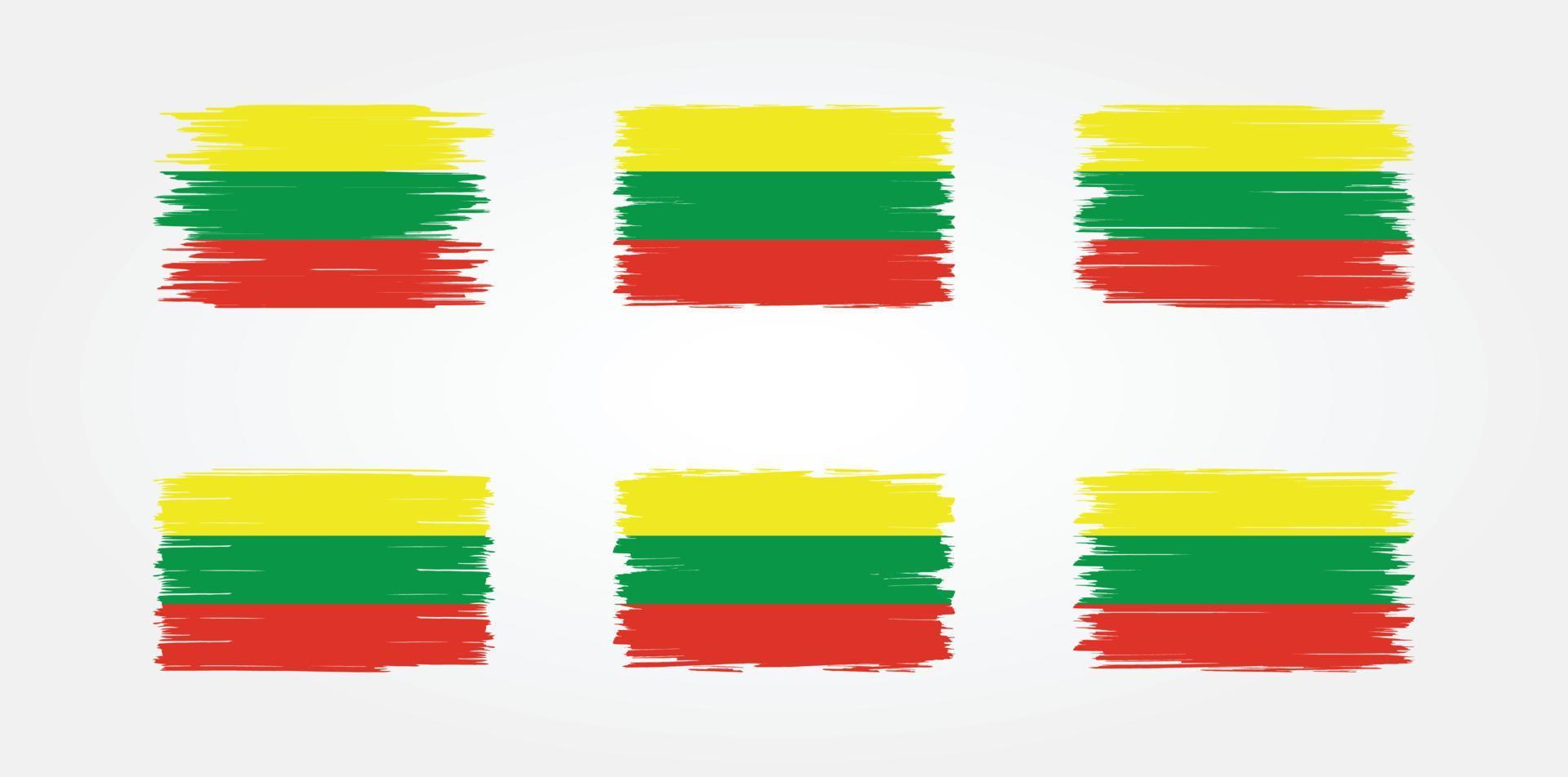 colección de pinceles de bandera de lituania. bandera nacional vector