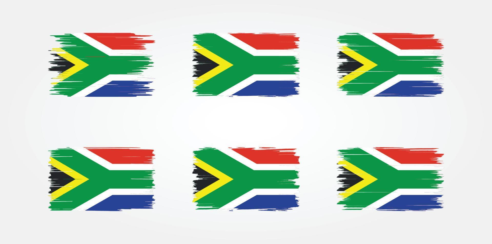 colección de pinceles de bandera de sudáfrica. bandera nacional vector