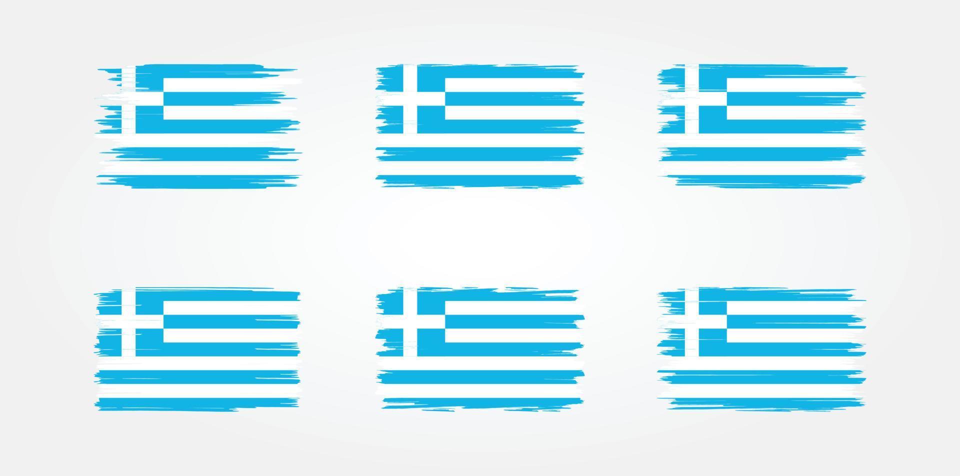 colección de pinceles de bandera de grecia. bandera nacional vector