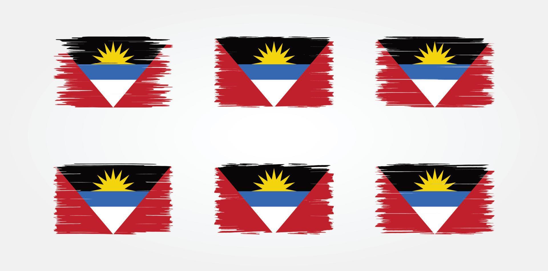 colección de pinceles de bandera de antigua y barbuda. bandera nacional vector