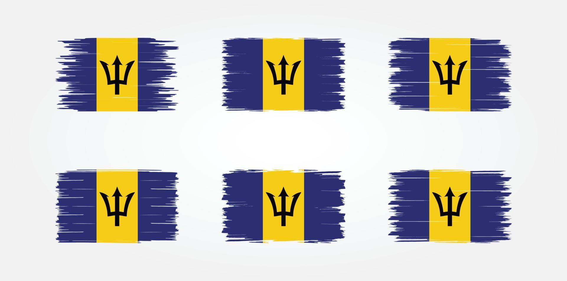 colección de pinceles de bandera de barbados. bandera nacional vector