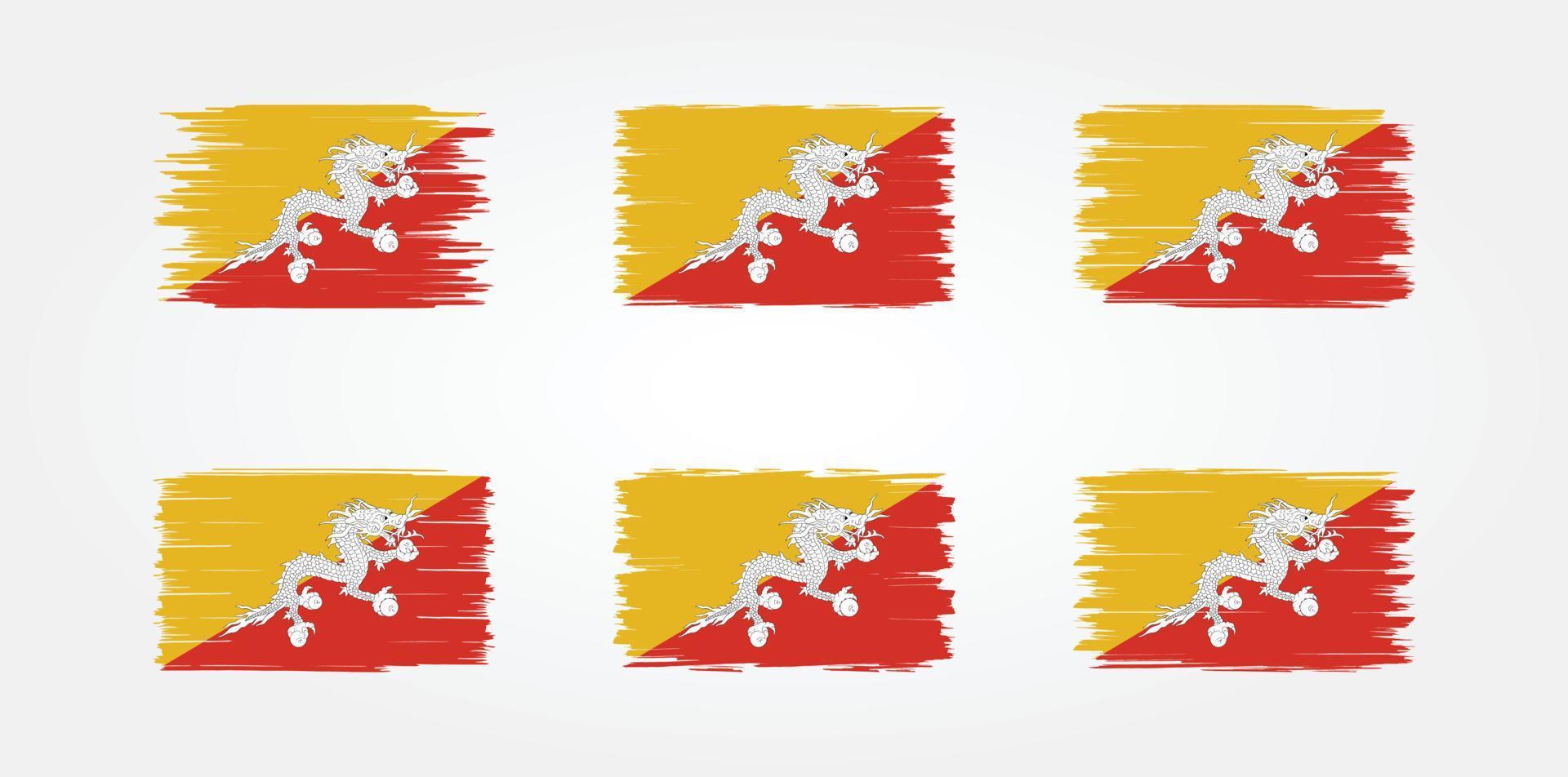colección de pinceles de bandera de Bután. bandera nacional vector