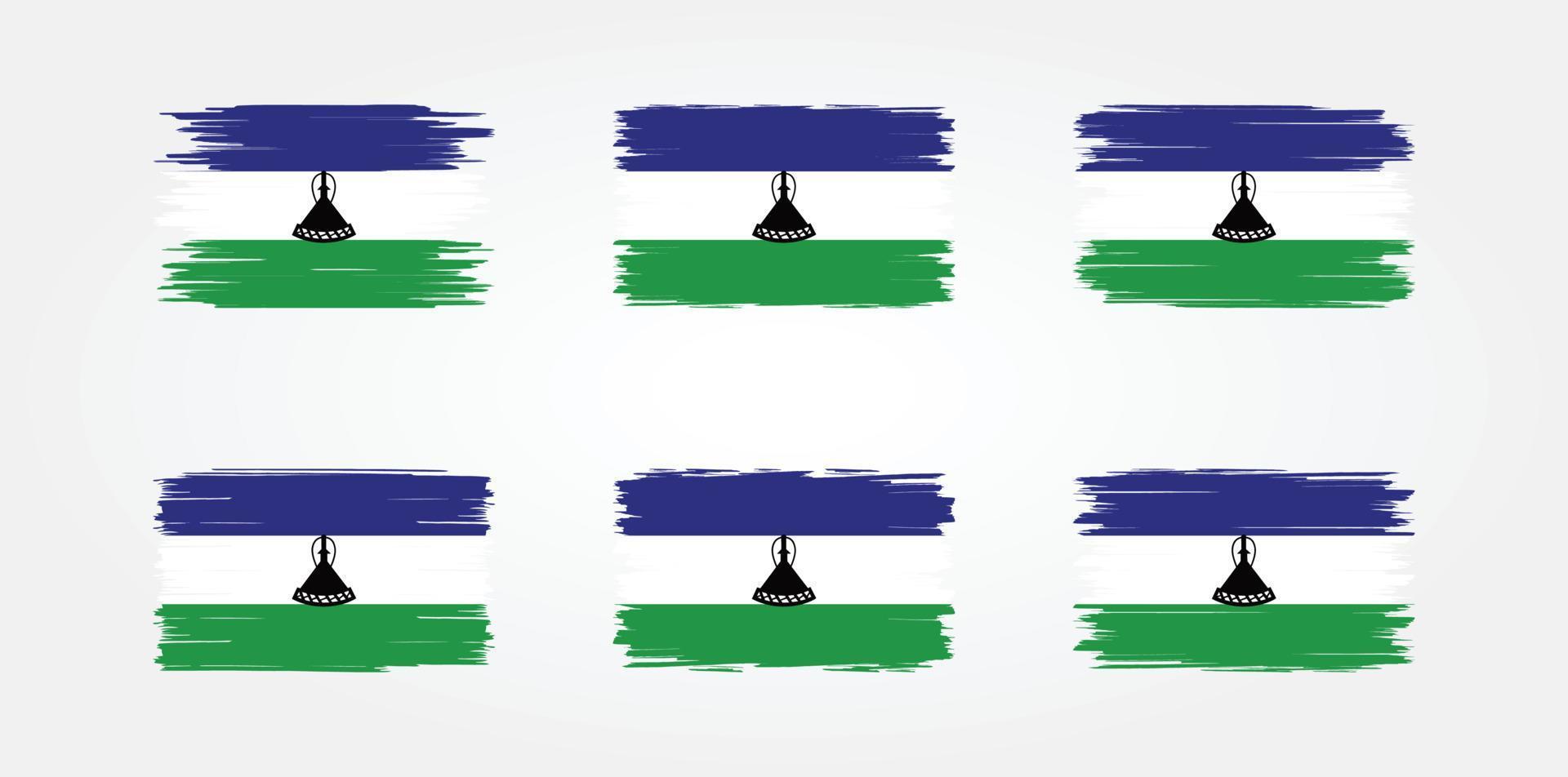 colección de pinceles de bandera de lesotho. bandera nacional vector