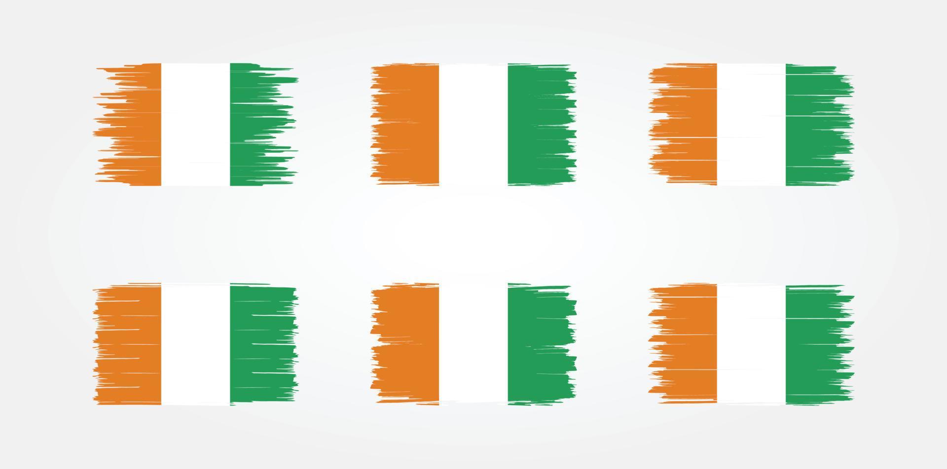 colección de pinceles de bandera de costa de marfil. bandera nacional vector
