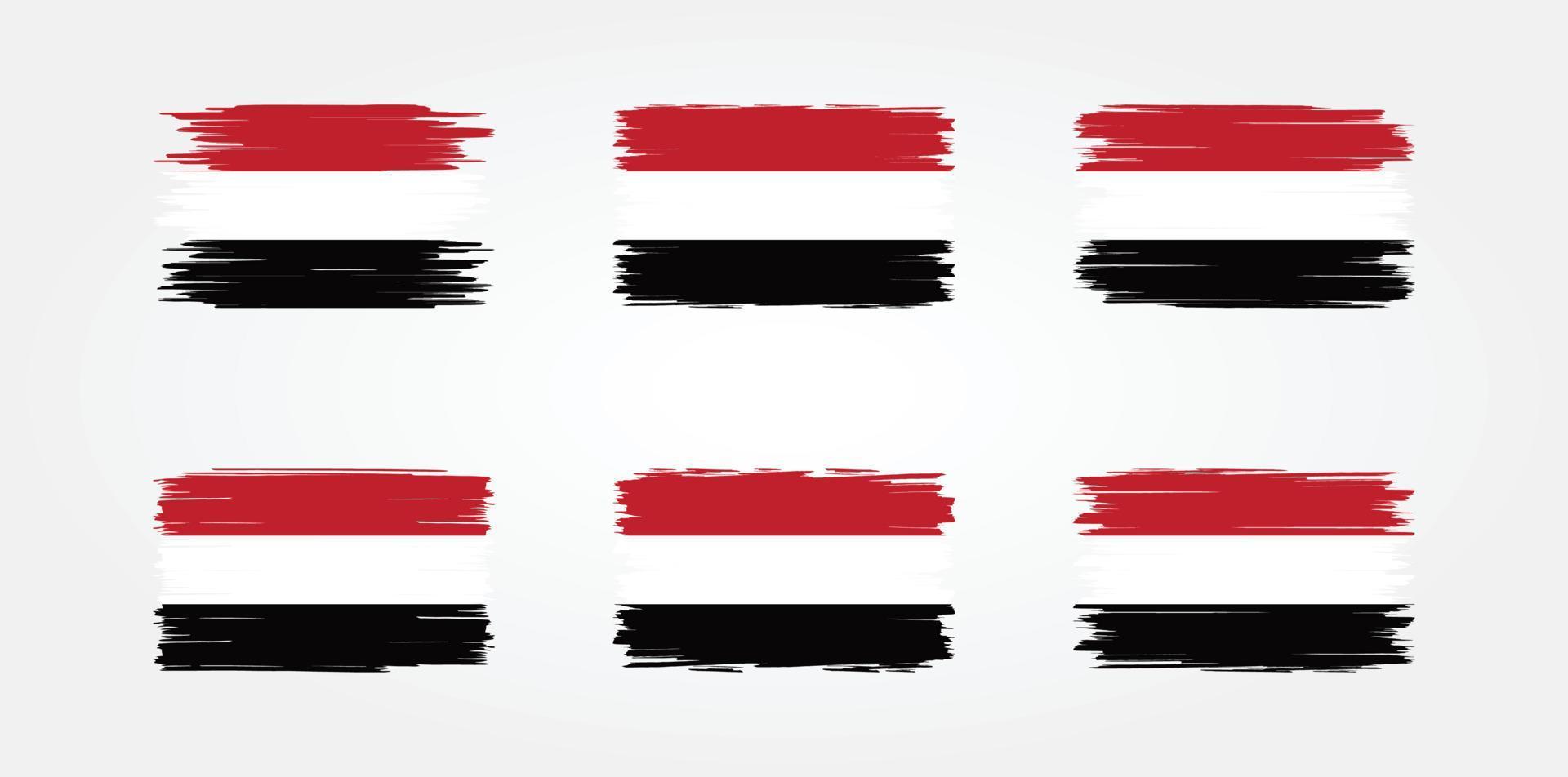 colección de pinceles de bandera de yemen. bandera nacional vector