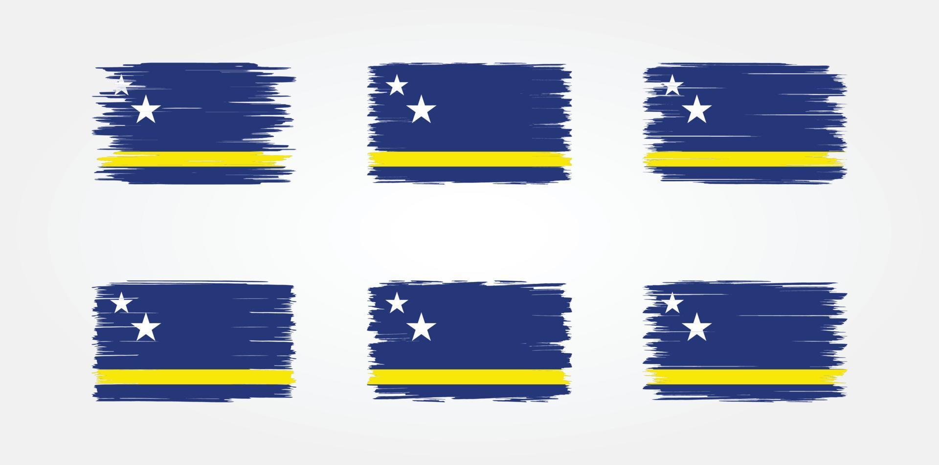 colección de pinceles de bandera de curacao. bandera nacional vector