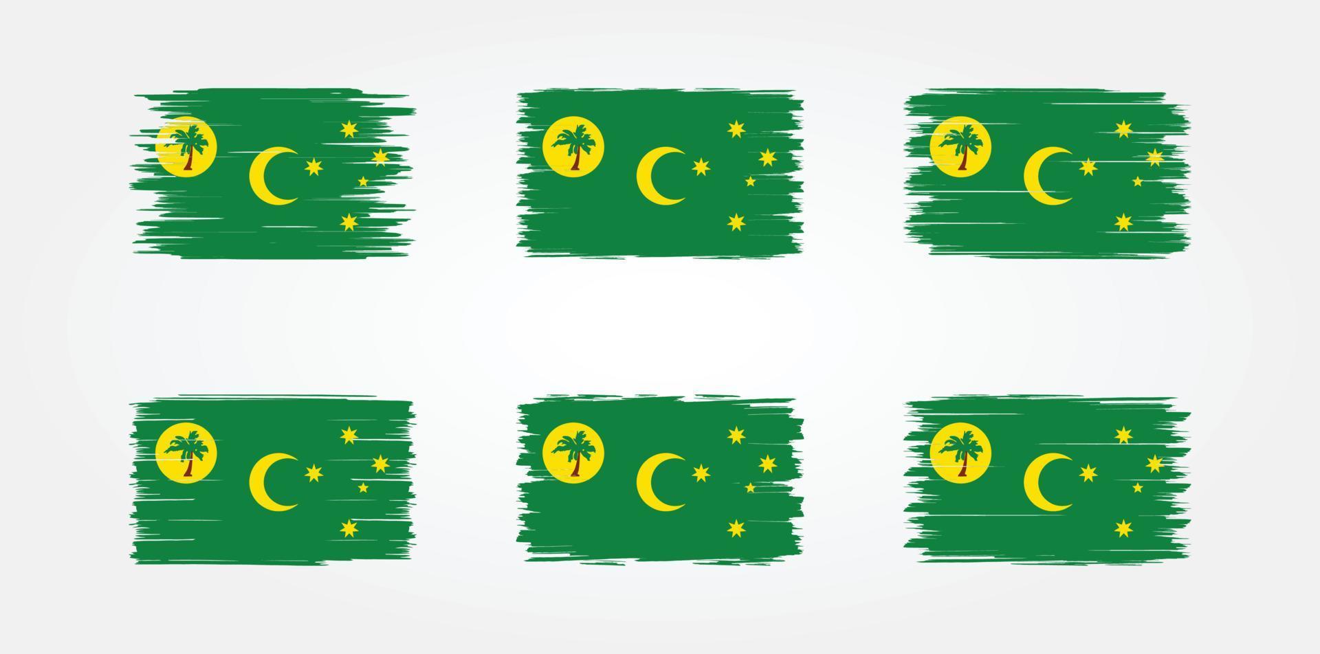 colección de pinceles de bandera de las islas cocos. bandera nacional vector