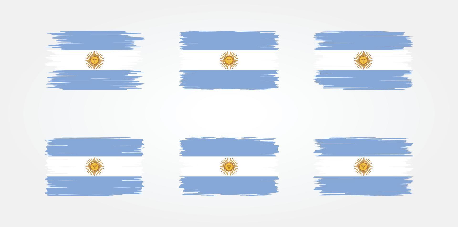 colección de pinceles de bandera argentina. bandera nacional vector