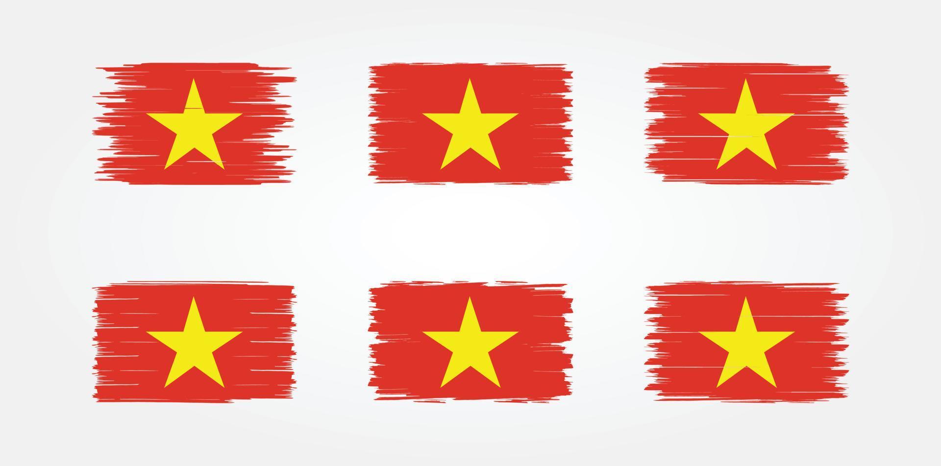 colección de pinceles de bandera de vietnam. bandera nacional vector