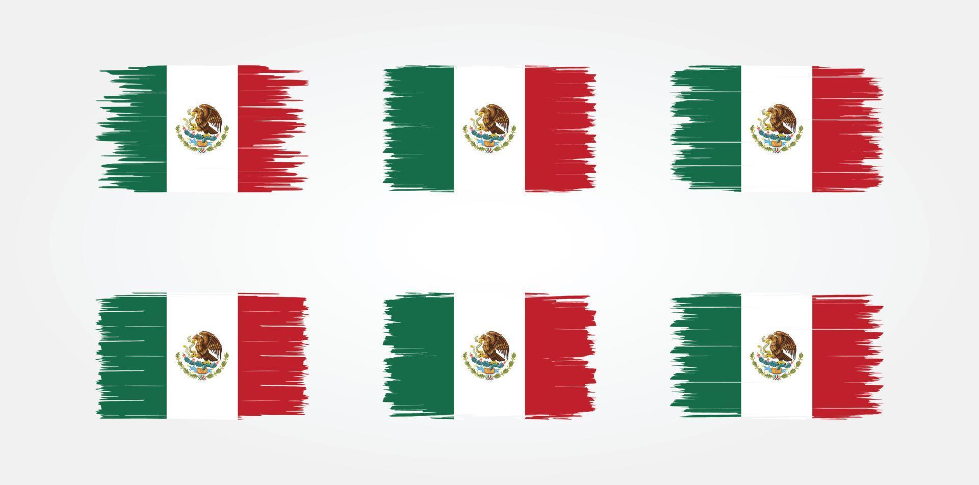 colección de pinceles de bandera de méxico. bandera nacional vector