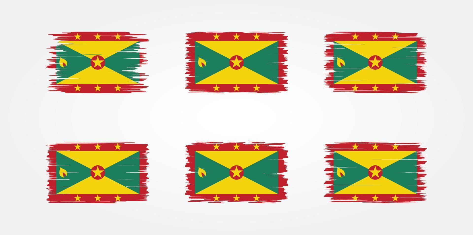 colección de pinceles de bandera de granada. bandera nacional vector