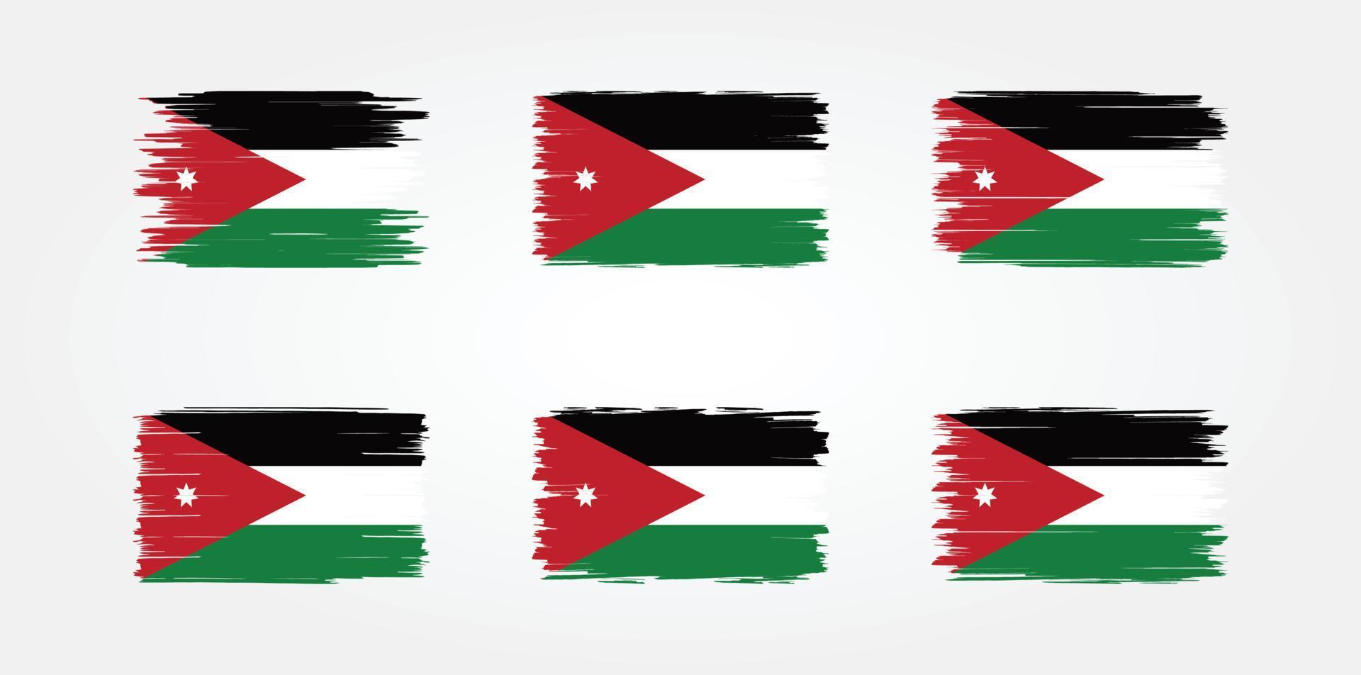 colección de pinceles de bandera jordana. bandera nacional vector
