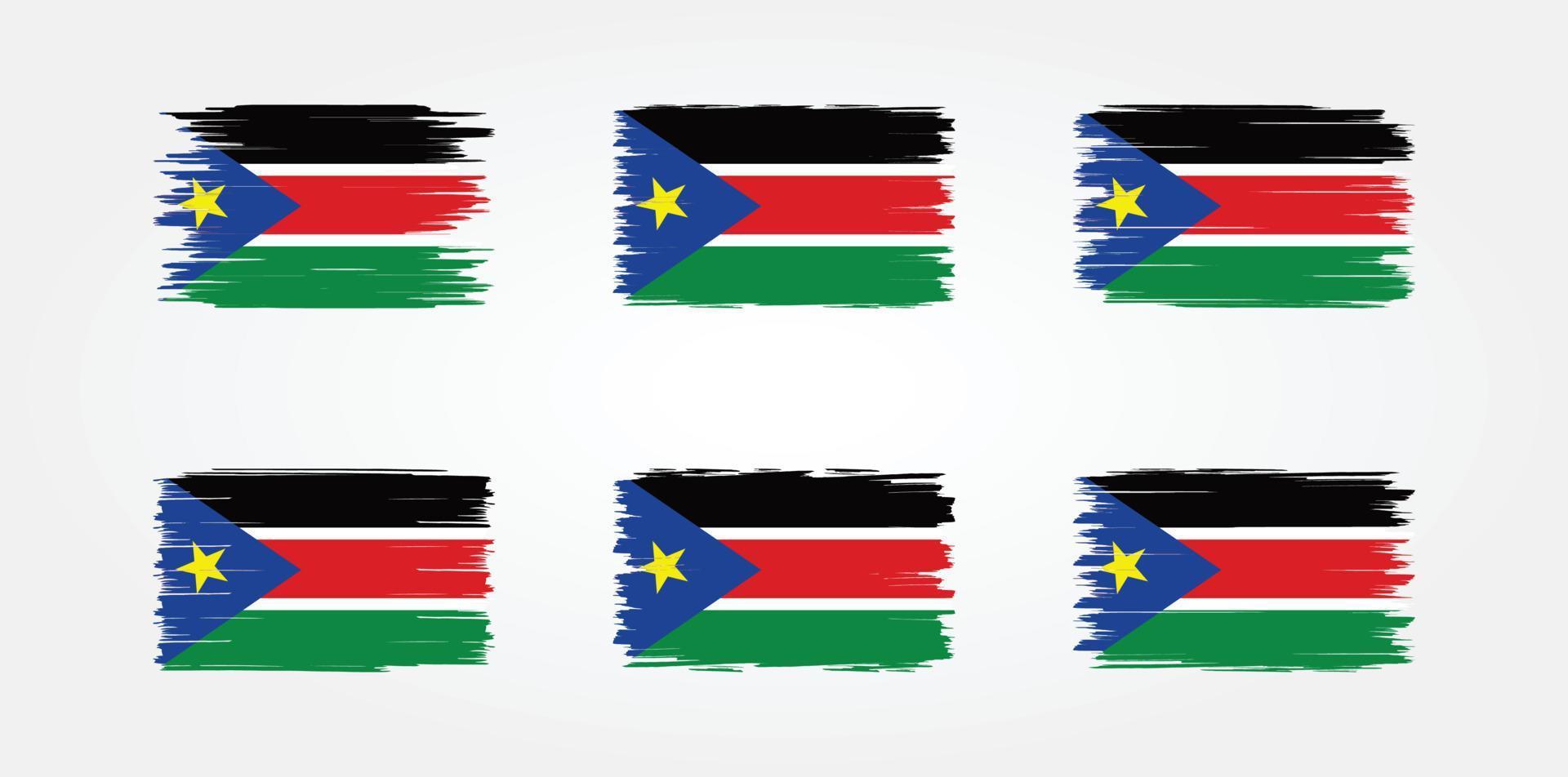 colección de pinceles de bandera de sudán del sur. bandera nacional vector