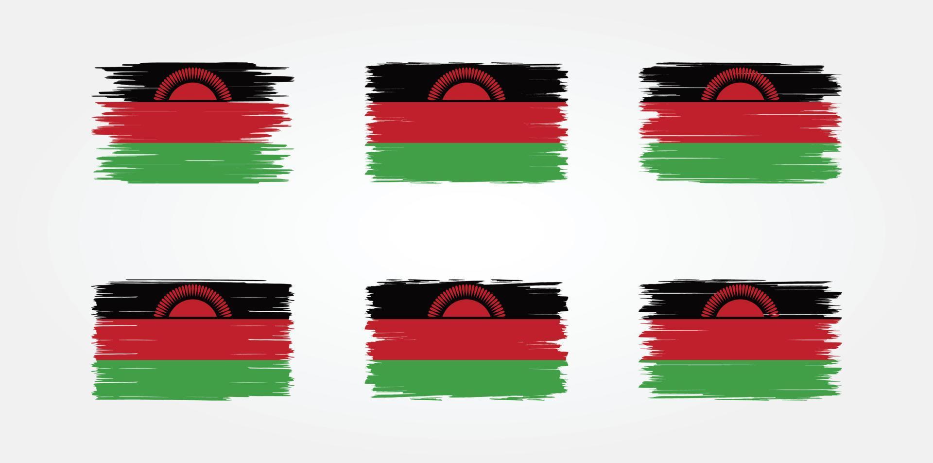 colección de pinceles de bandera de malawi. bandera nacional vector