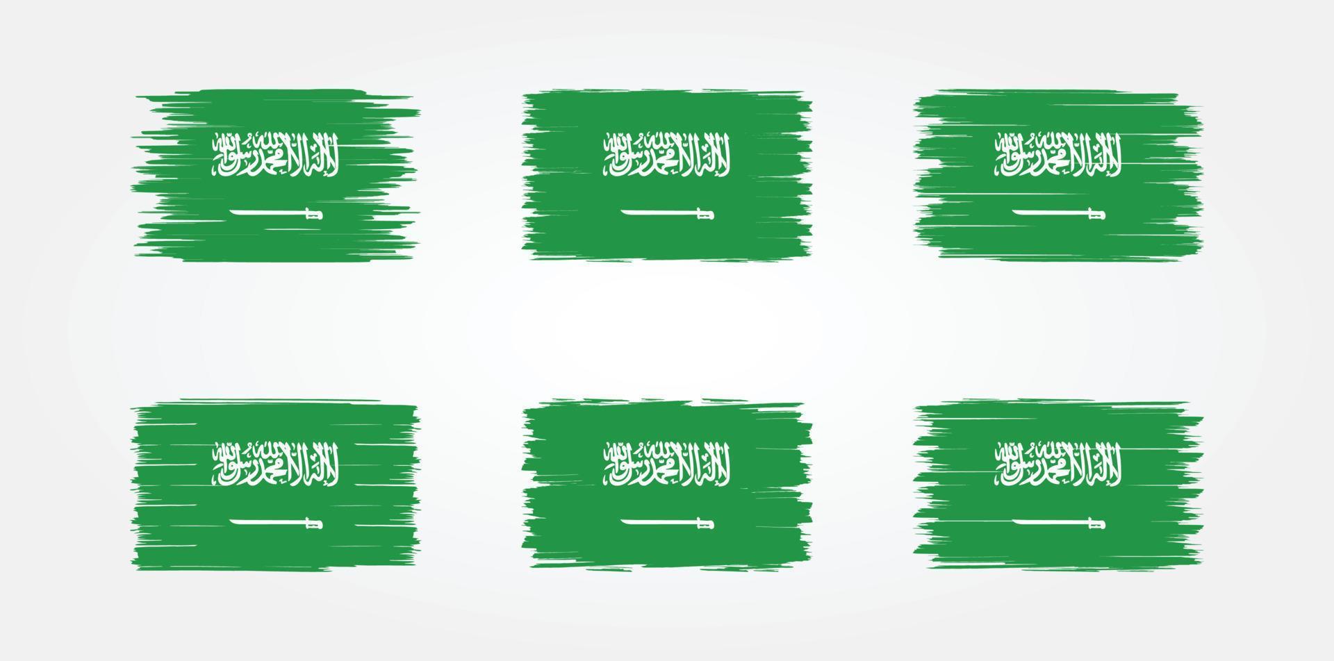 colección de pinceles de bandera de arabia saudita. bandera nacional vector