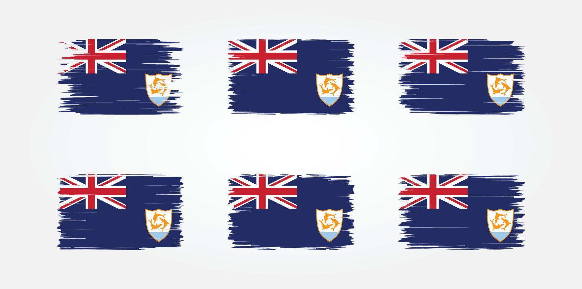 colección de pinceles de bandera de anguila. bandera nacional vector