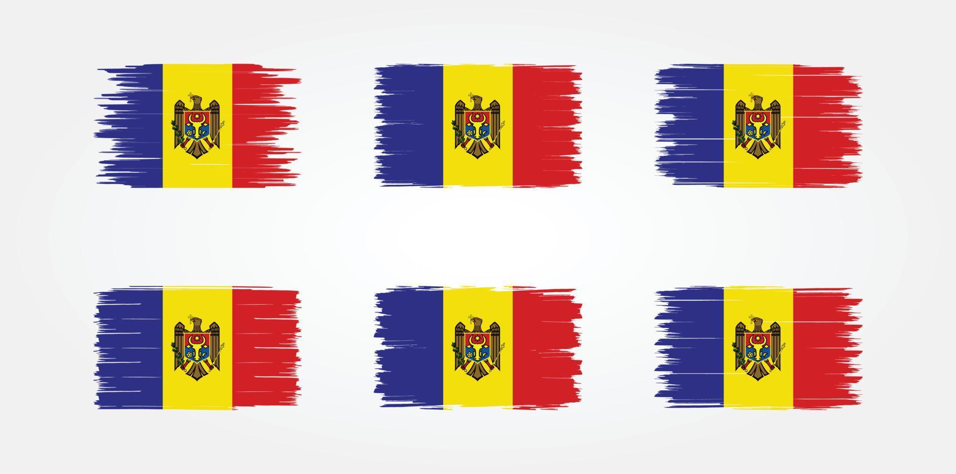 colección de pinceles de bandera de moldavia. bandera nacional vector