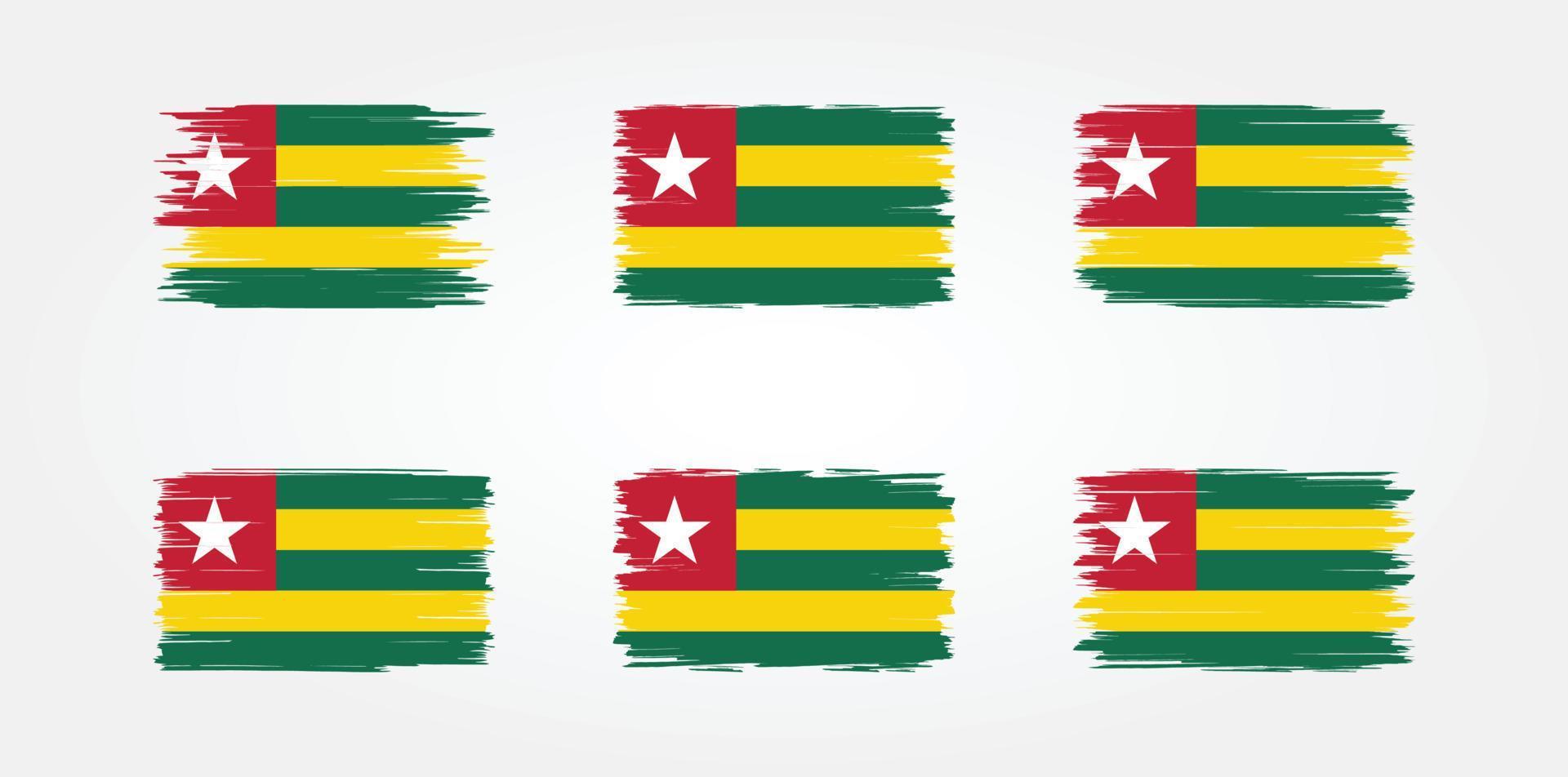 colección de pinceles de bandera togo. bandera nacional vector