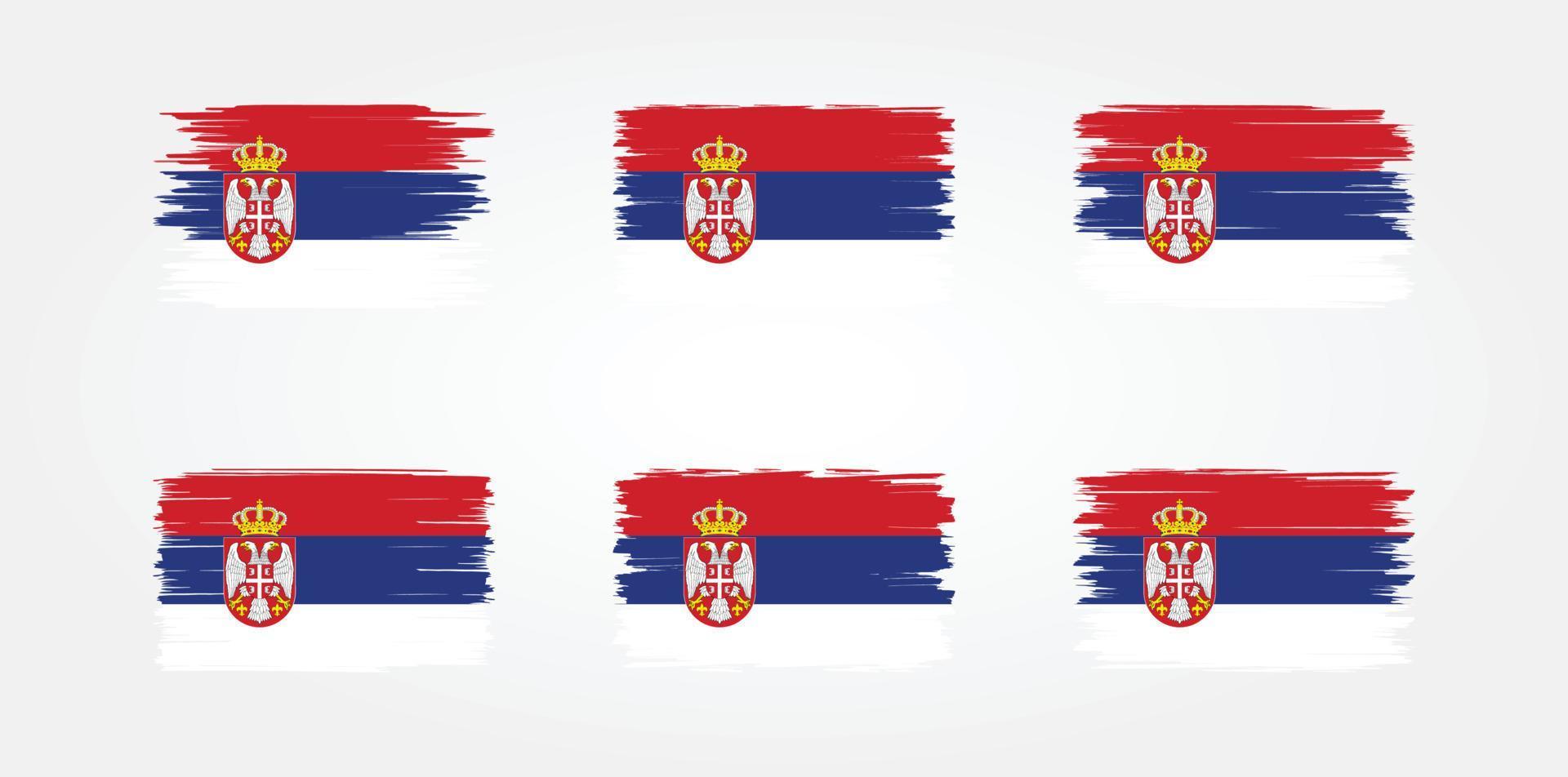 colección de pinceles de bandera serbia. bandera nacional vector