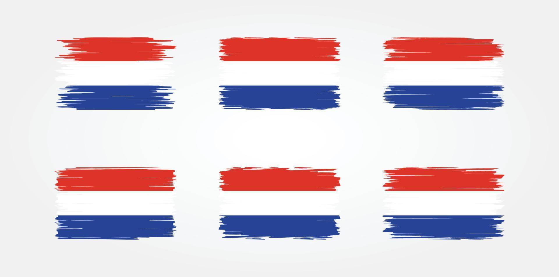 colección de pinceles de bandera de países bajos. bandera nacional vector