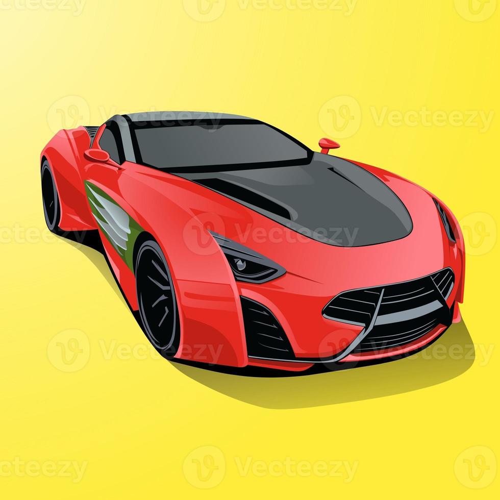 illustration of red laraki epitome luxury sports car isolated on yellow background photo