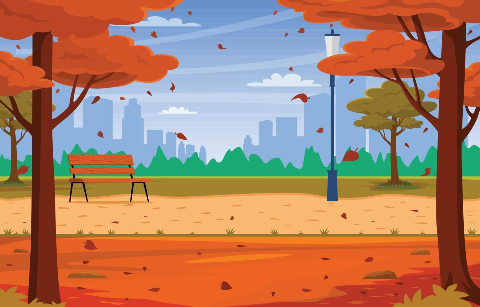 Fallen Leaves In The City Park Background vector