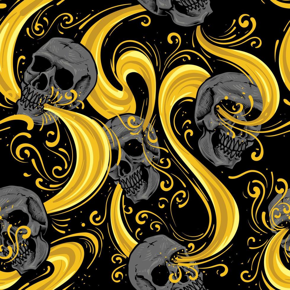 Seamless Background Pattern Wallpaper Sophisticated Ellegant Skull vector