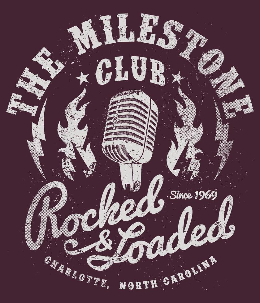 Retro Vintage Rock And Roll Punk Bar Pub Night Club Badge T Shirt Design vector