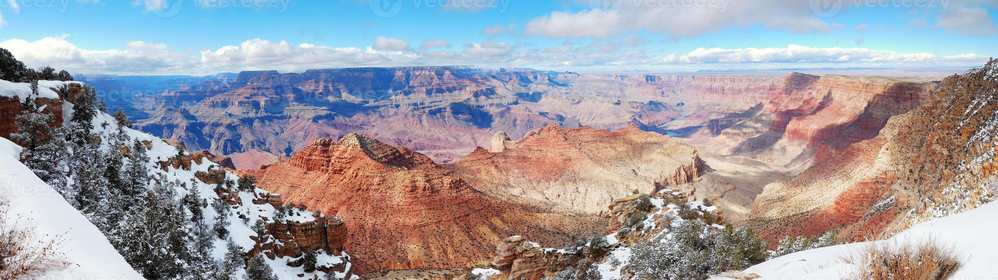 Grand Canyon panorama view in winter with snow photo