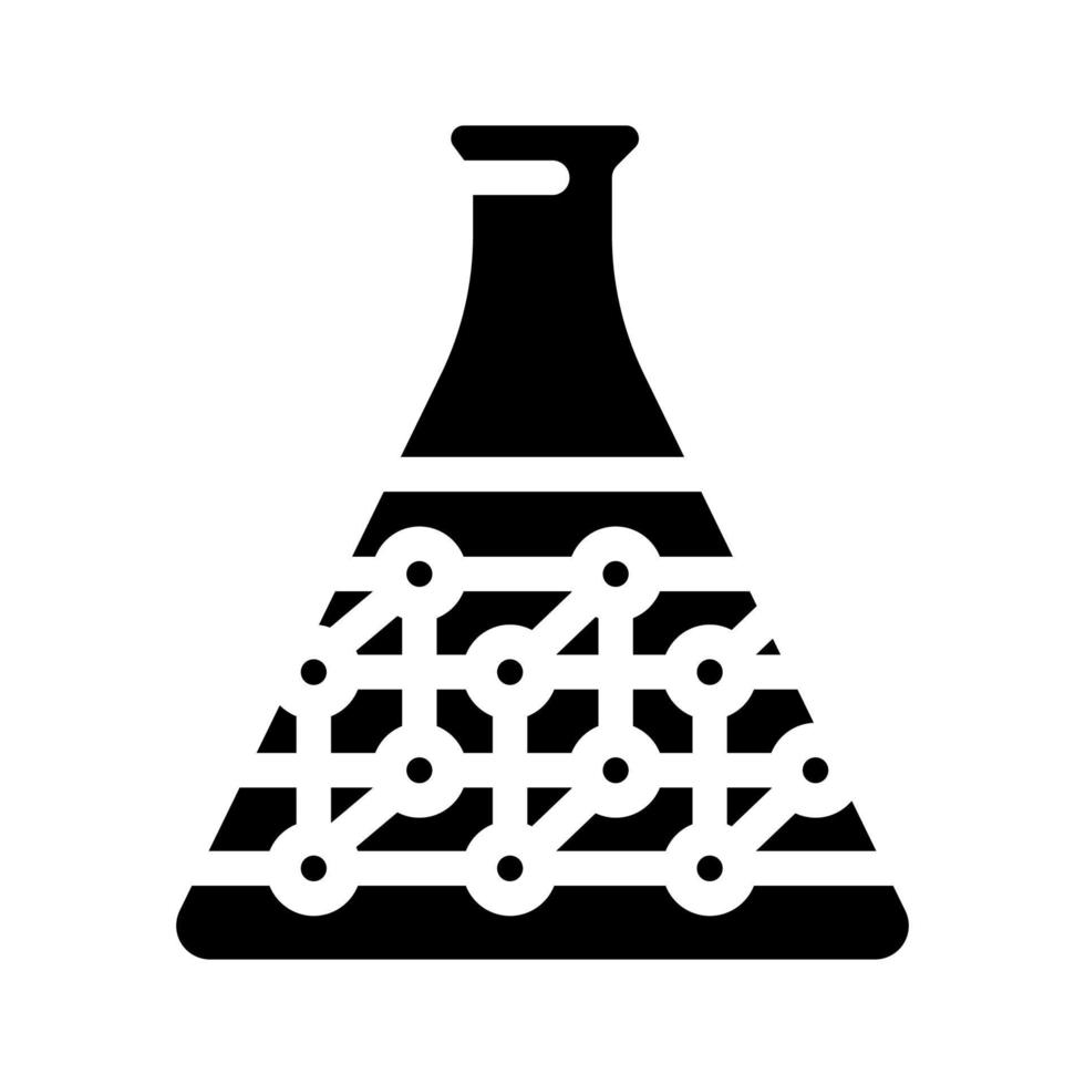 polímeros en laboratorio químico vidrio glifo icono vector ilustración
