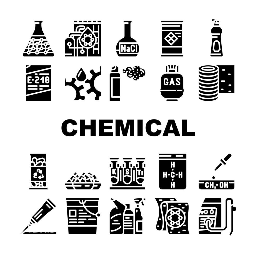 Chemical Industry Production Icons Set Vector