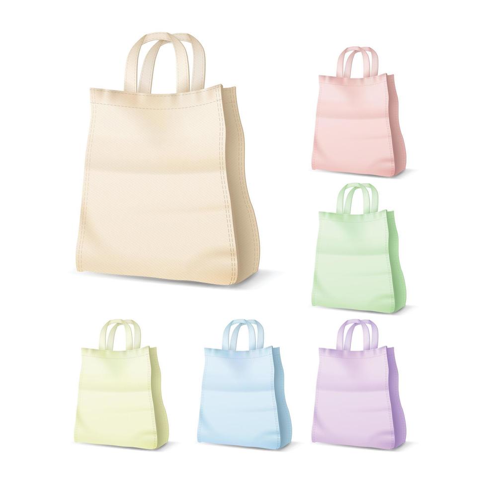 Shopping Bag Different Color Collection Set Vector