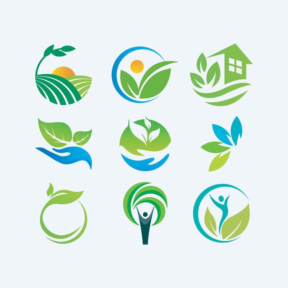 Ecological logos collection symbol designs for business vector