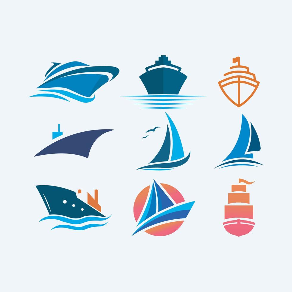 Diseños de símbolos de colección de logotipos de barcos para empresas vector