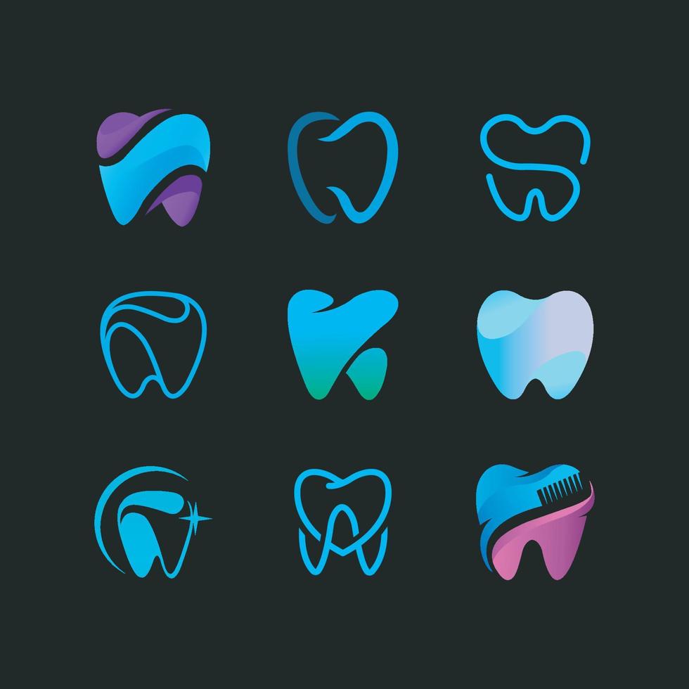 Diseños de símbolos de colección de logotipos de dientes para empresas vector