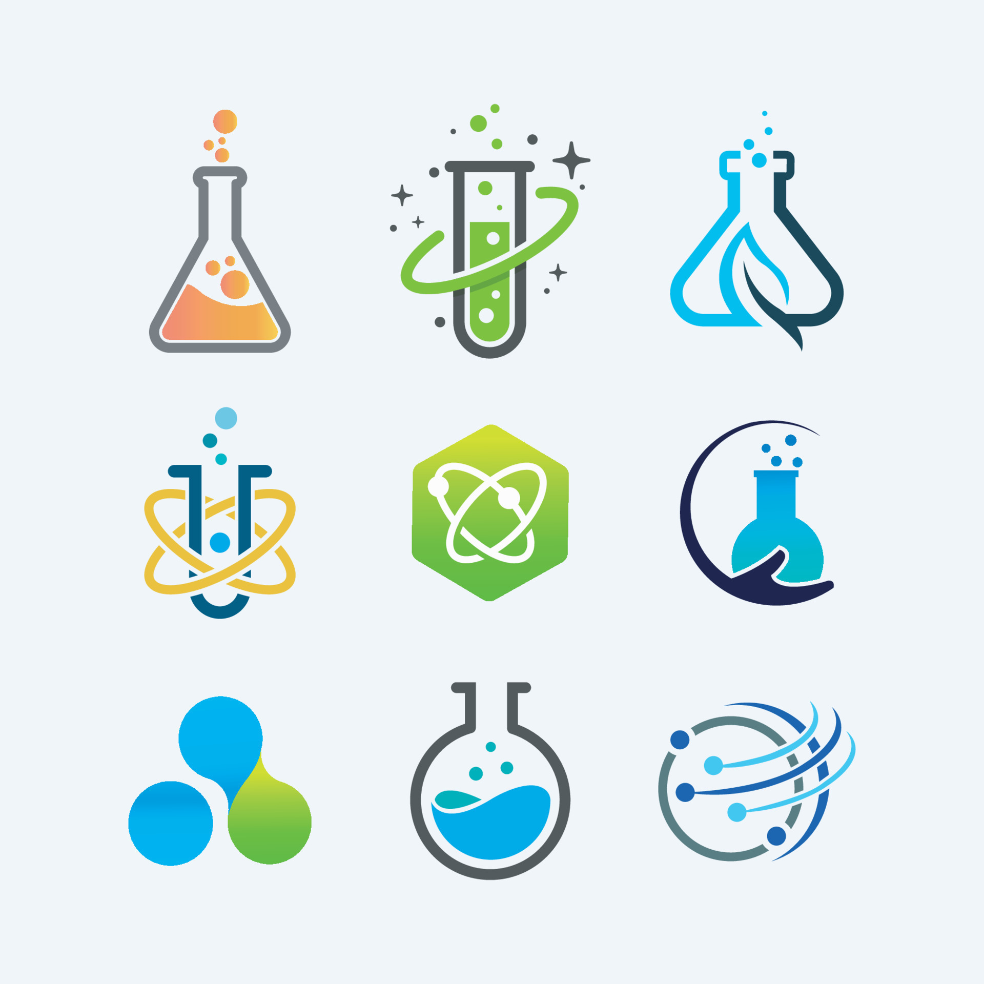 colección de logotipos de ciencia diseños de símbolos para empresas