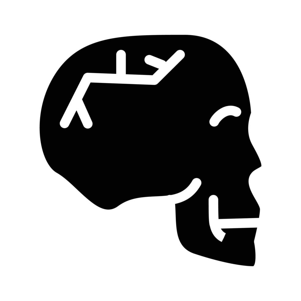 cráneo fractura glifo icono vector aislado ilustración