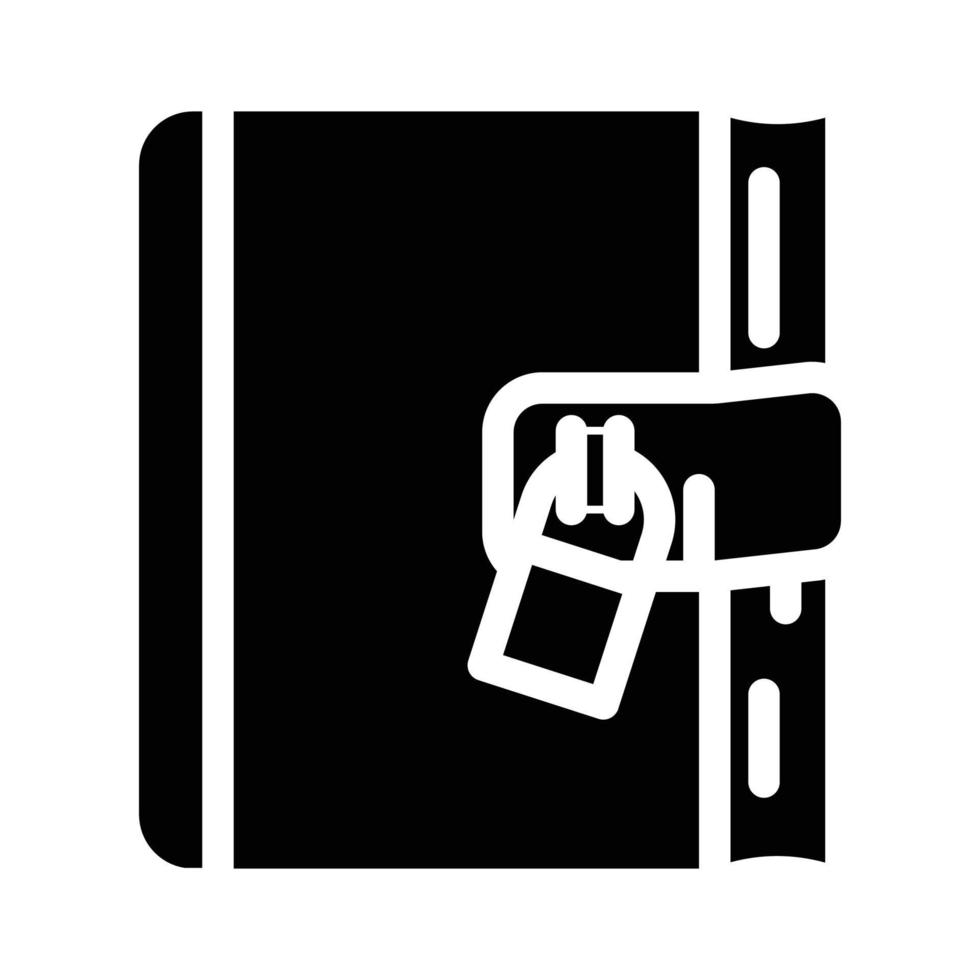 diary with lock glyph icon vector illustration