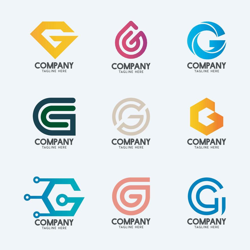 diseño de logotipo de letra g mínima creativa 2. logotipo de empresa premium. vector