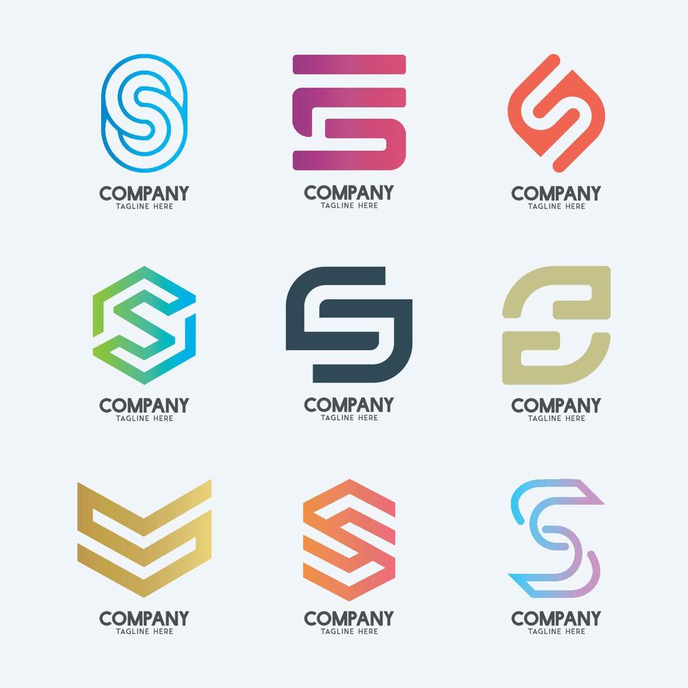 Creative Minimal Letter S logo design 2. Premium business logotype. vector