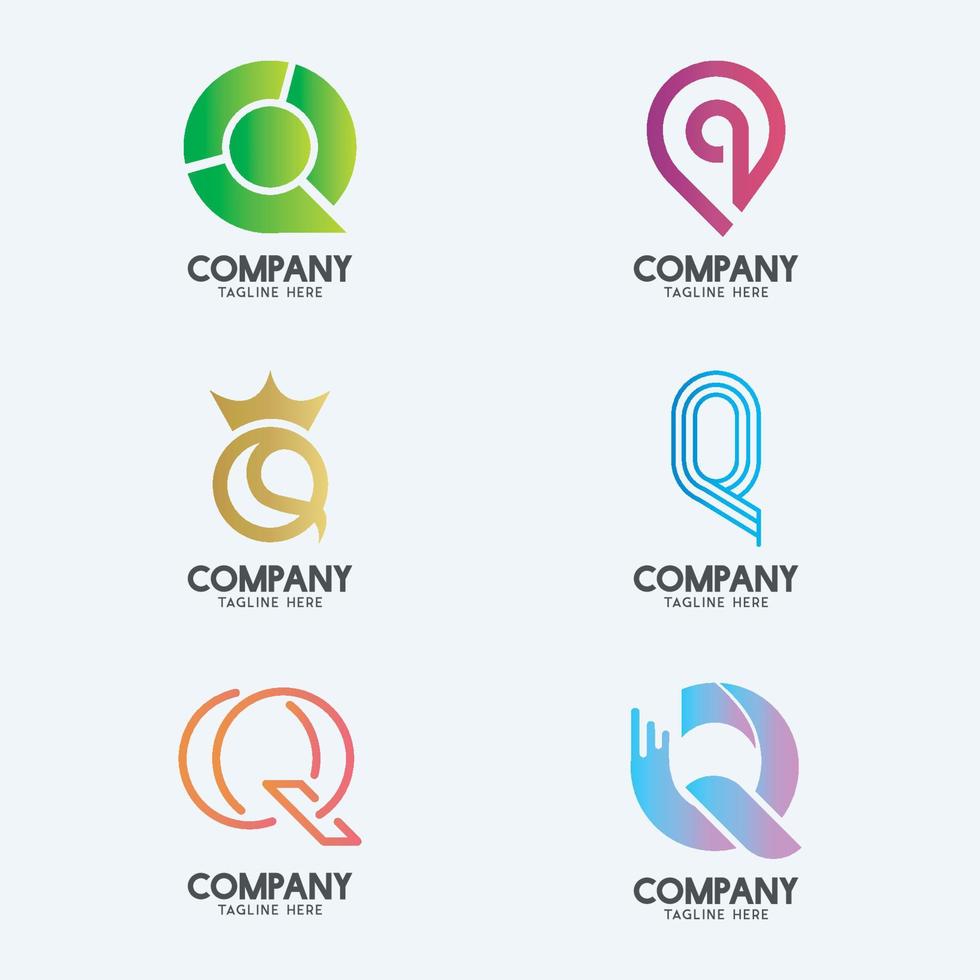 Creative Minimal Letter Q logo design 2. Premium business logotype. vector