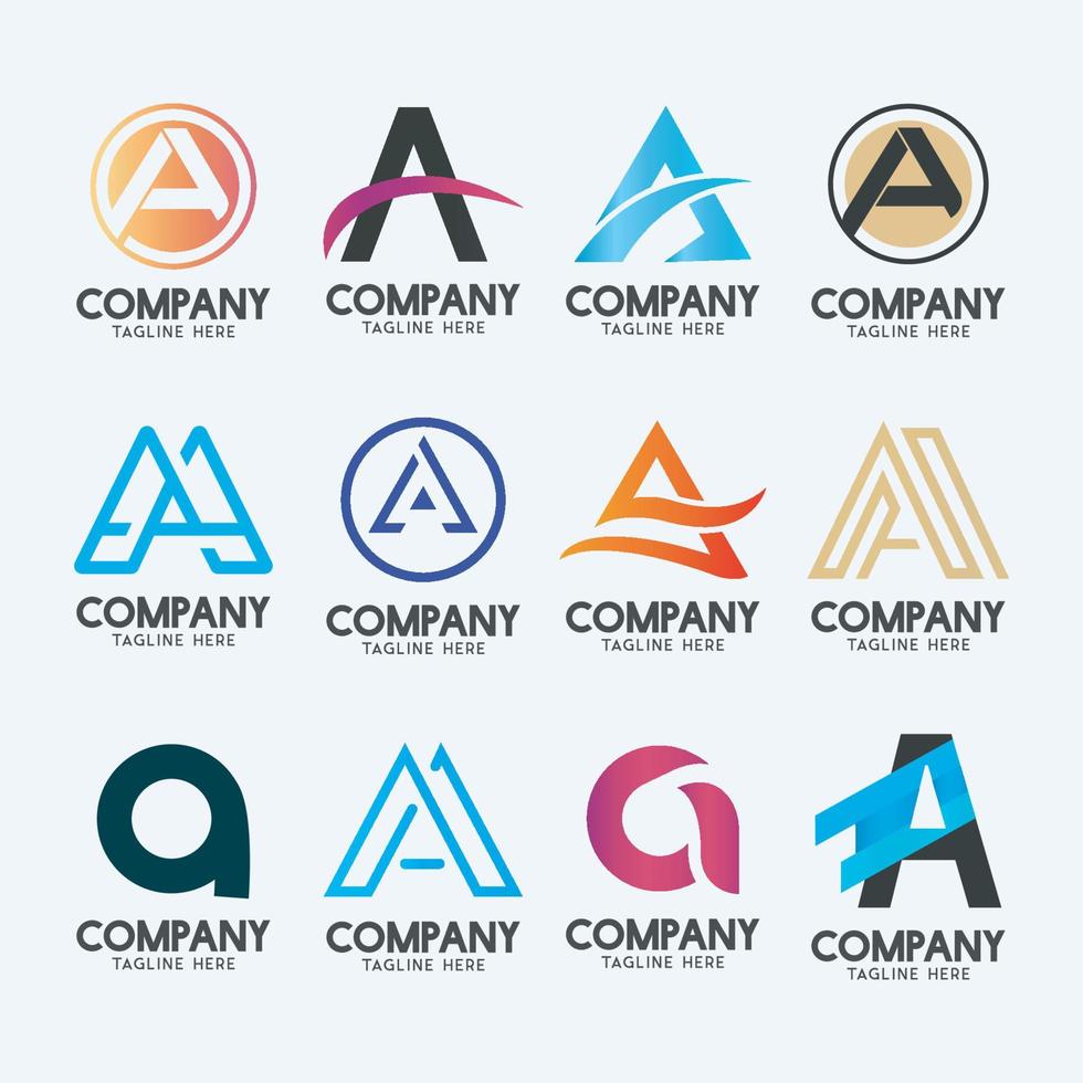 Creative Minimal Letter A logo design 2. Premium business logotype. vector