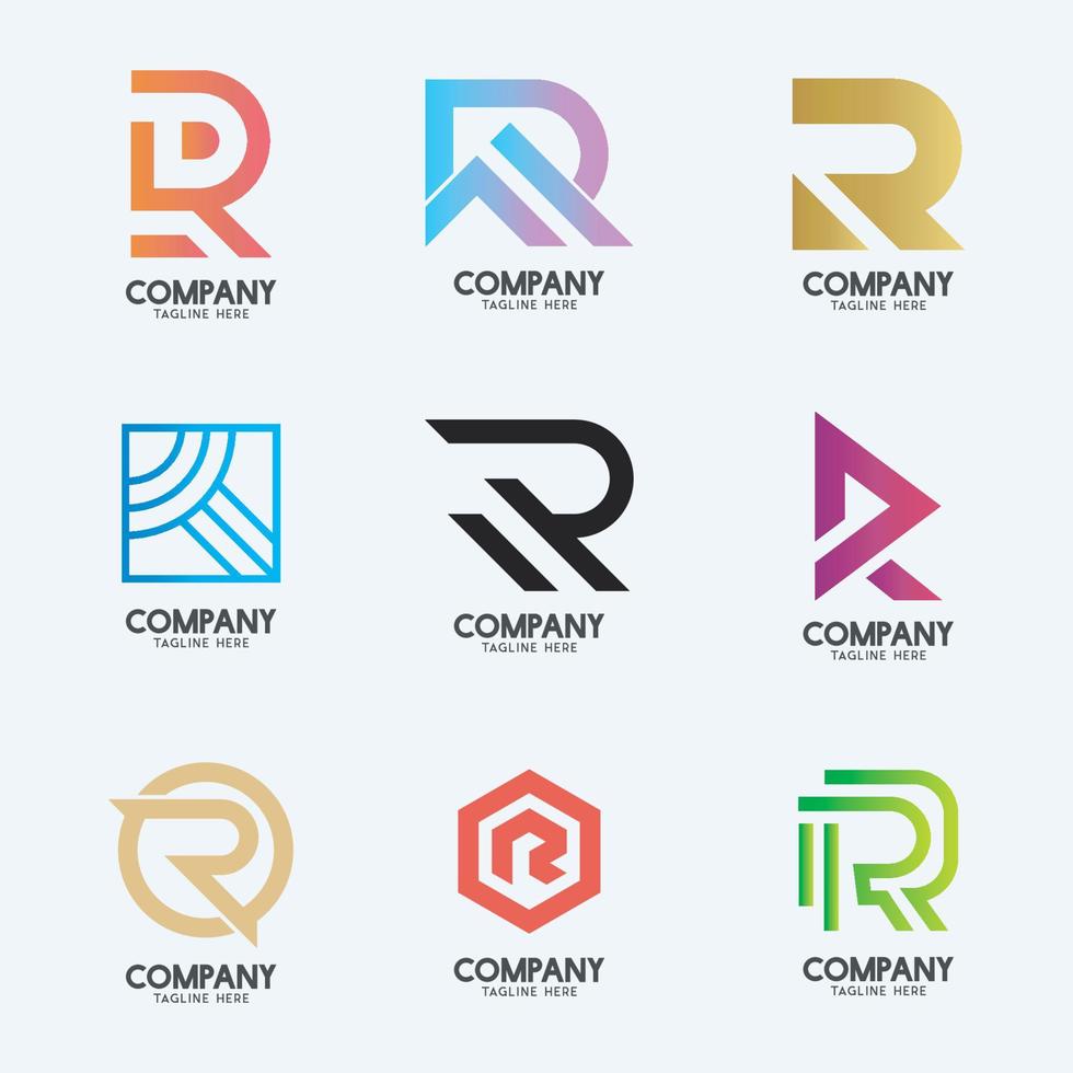 Creative Minimal Letter R logo design 2. Premium business logotype. vector