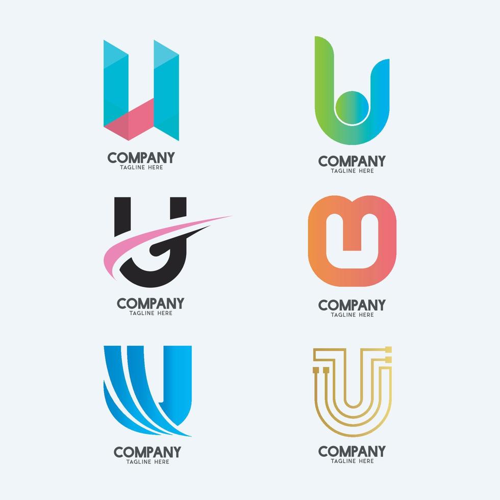 Creative Minimal Letter U logo design 2. Premium business logotype. vector