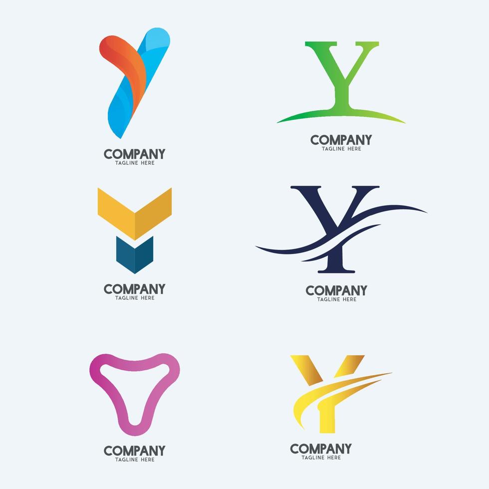 Creative Minimal Letter Y logo design 2. Premium business logotype. vector