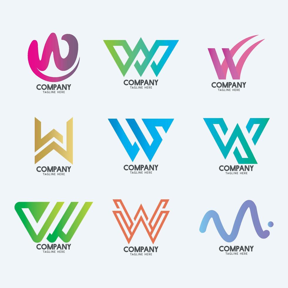 Creative Minimal Letter W logo design 2. Premium business logotype. vector